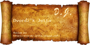 Dvorák Jetta névjegykártya